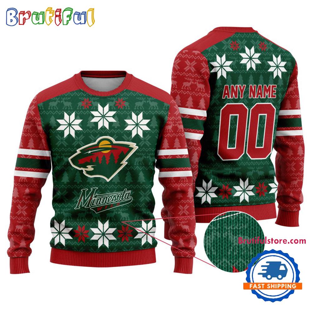 NHL Minnesota Wild Hockey Snow Christmas Ugly Sweater