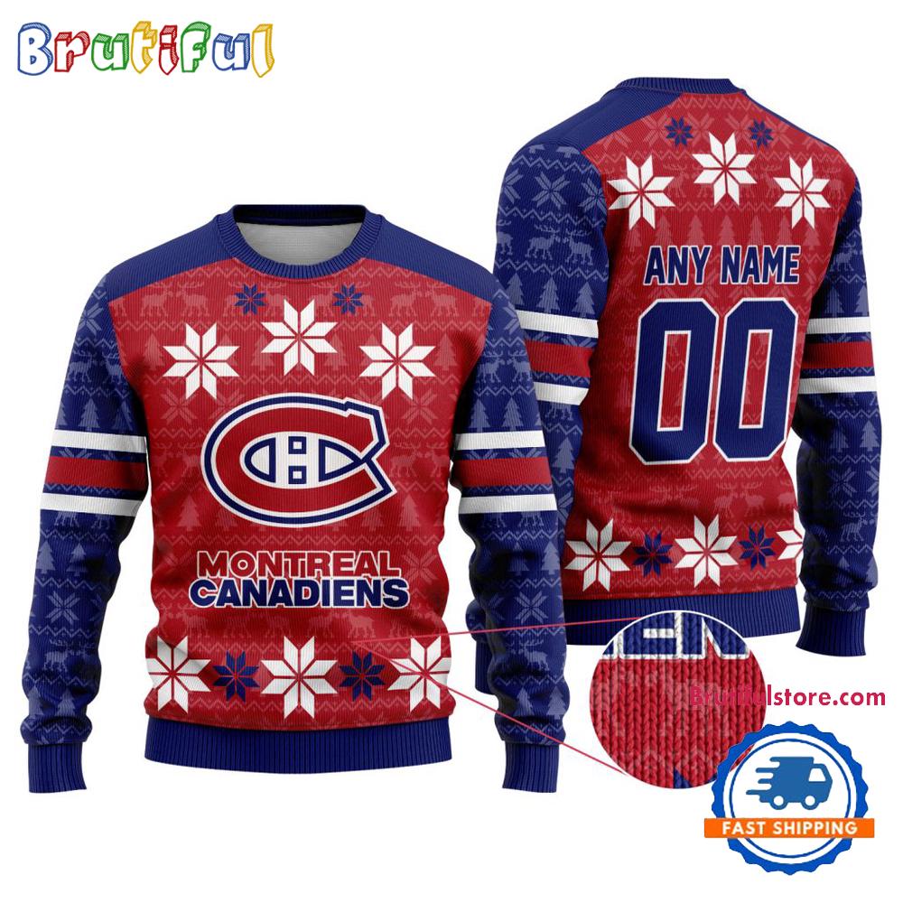 NHL Montreal Canadiens Hockey Snow Christmas Ugly Sweater