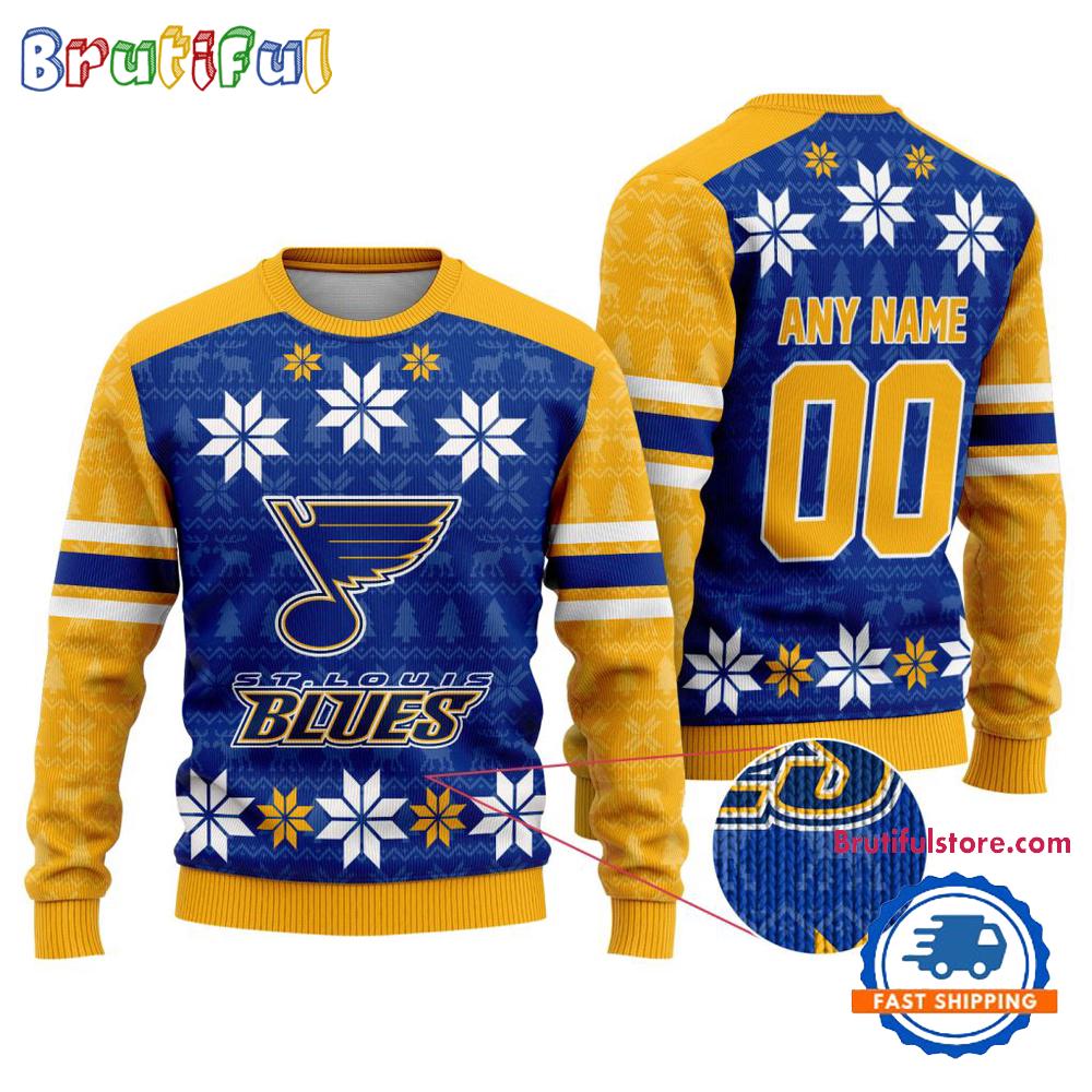 NHL St. Louis Blues Hockey Snow Christmas Ugly Sweater