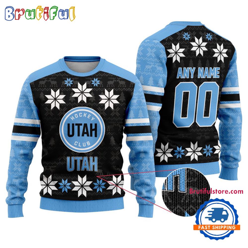 NHL Utah Hockey Club Hockey Snow Christmas Ugly Sweater