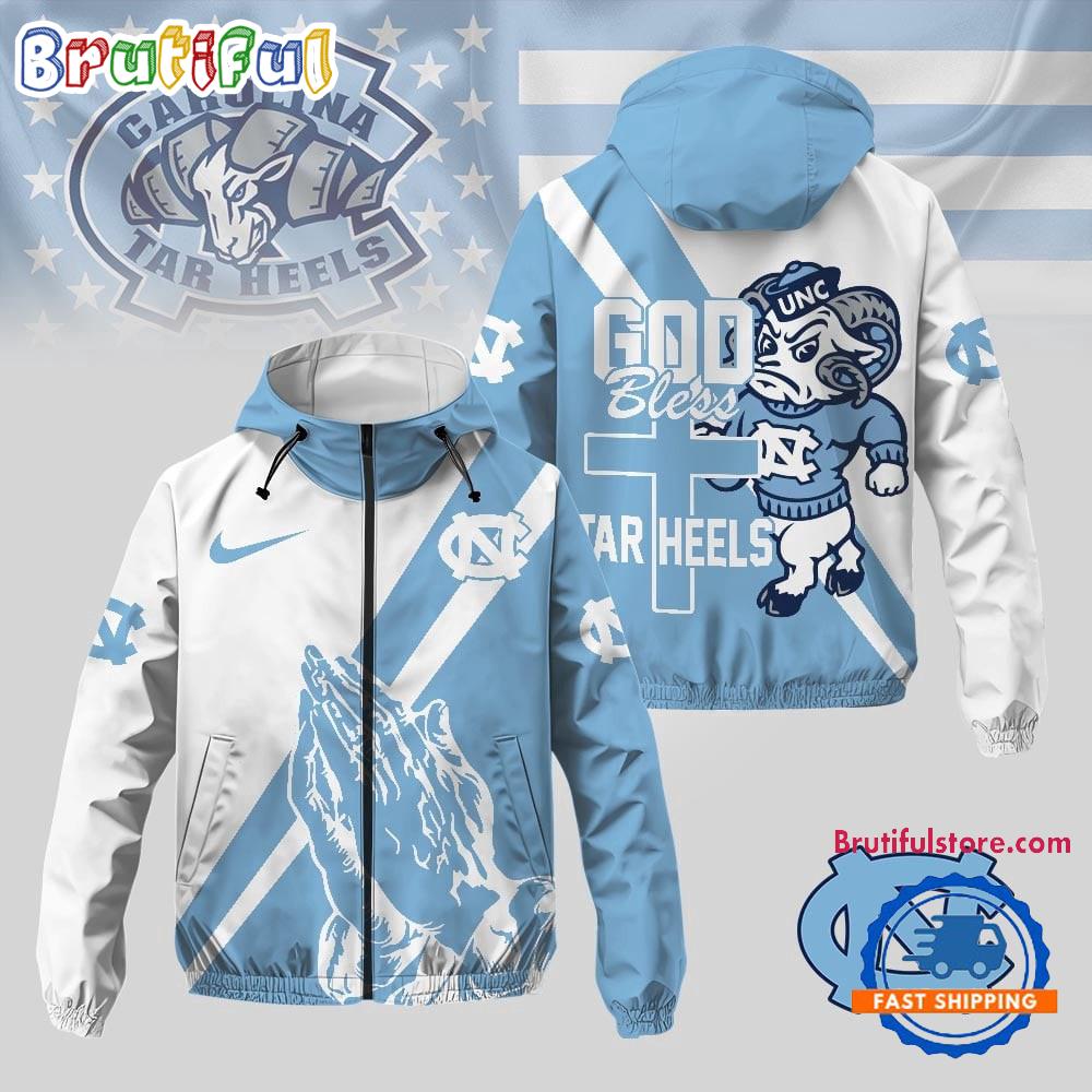 North Carolina Tar Heels 2025 NCAA God Bless My Team Windbreaker Jacket