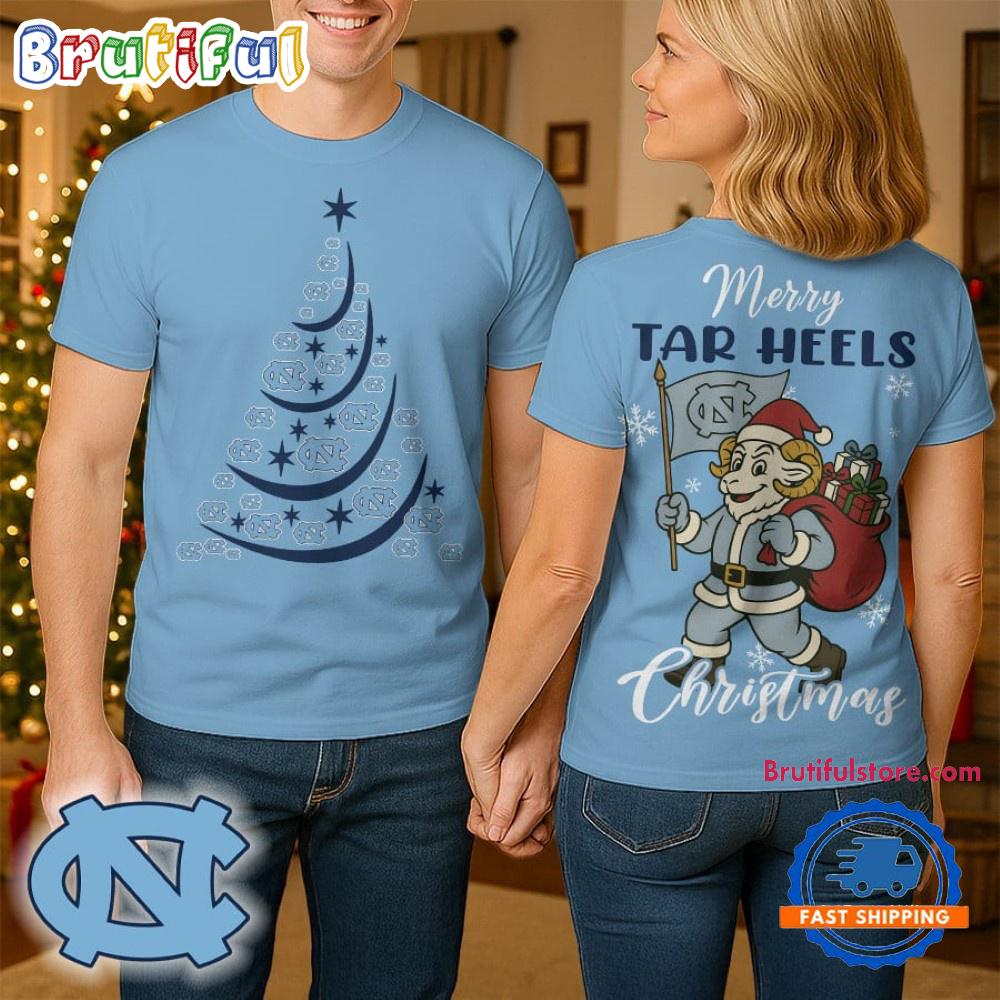 North Carolina Tar Heels 2025 NCAA Merry Christmas Unisex 3D Shirt