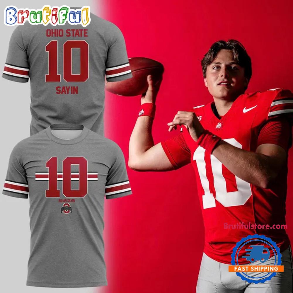 Ohio State Buckeyes Football #10 Julian Sayin Limited Edition Gray T-Shirt