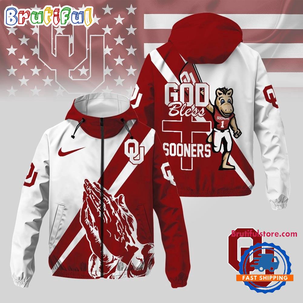Oklahoma Sooners 2025 NCAA God Bless My Team Windbreaker Jacket