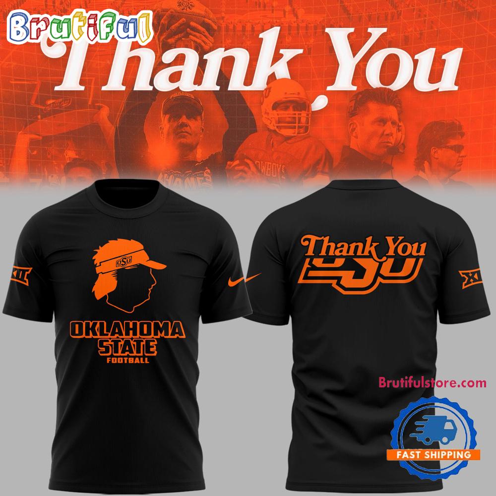 Oklahoma State Cowboys Coach Mike Gundy Thank You For The Memories Black T Shirt