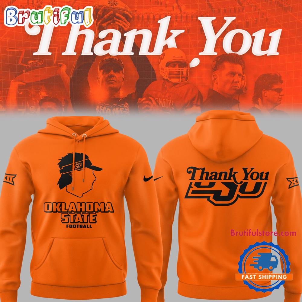 Oklahoma State Cowboys Coach Mike Gundy Thank You For The Memories Orange Hoodie