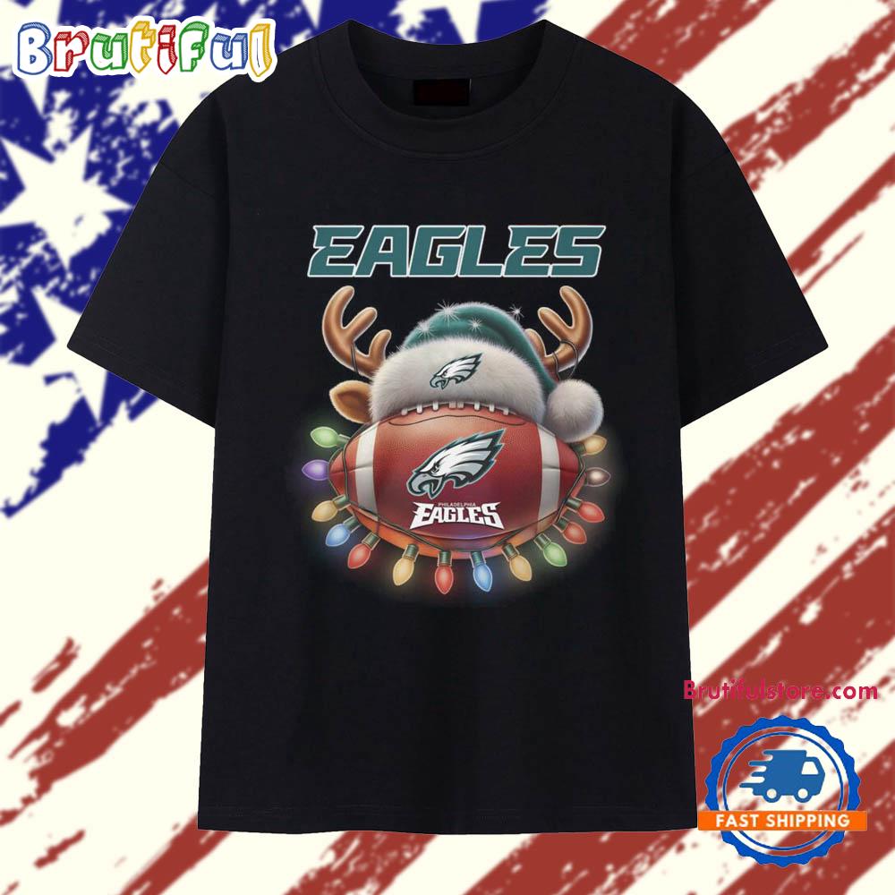 Philadelphia Eagles 2025 Football Santa Hats Christmas Funny T Shirt