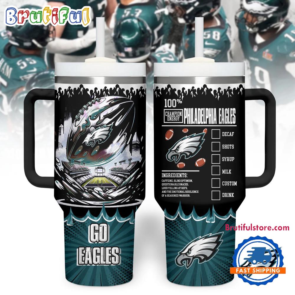 Philadelphia Eagles 2025 NFL Champion Energy Tumbler Handle Cup 40oz
