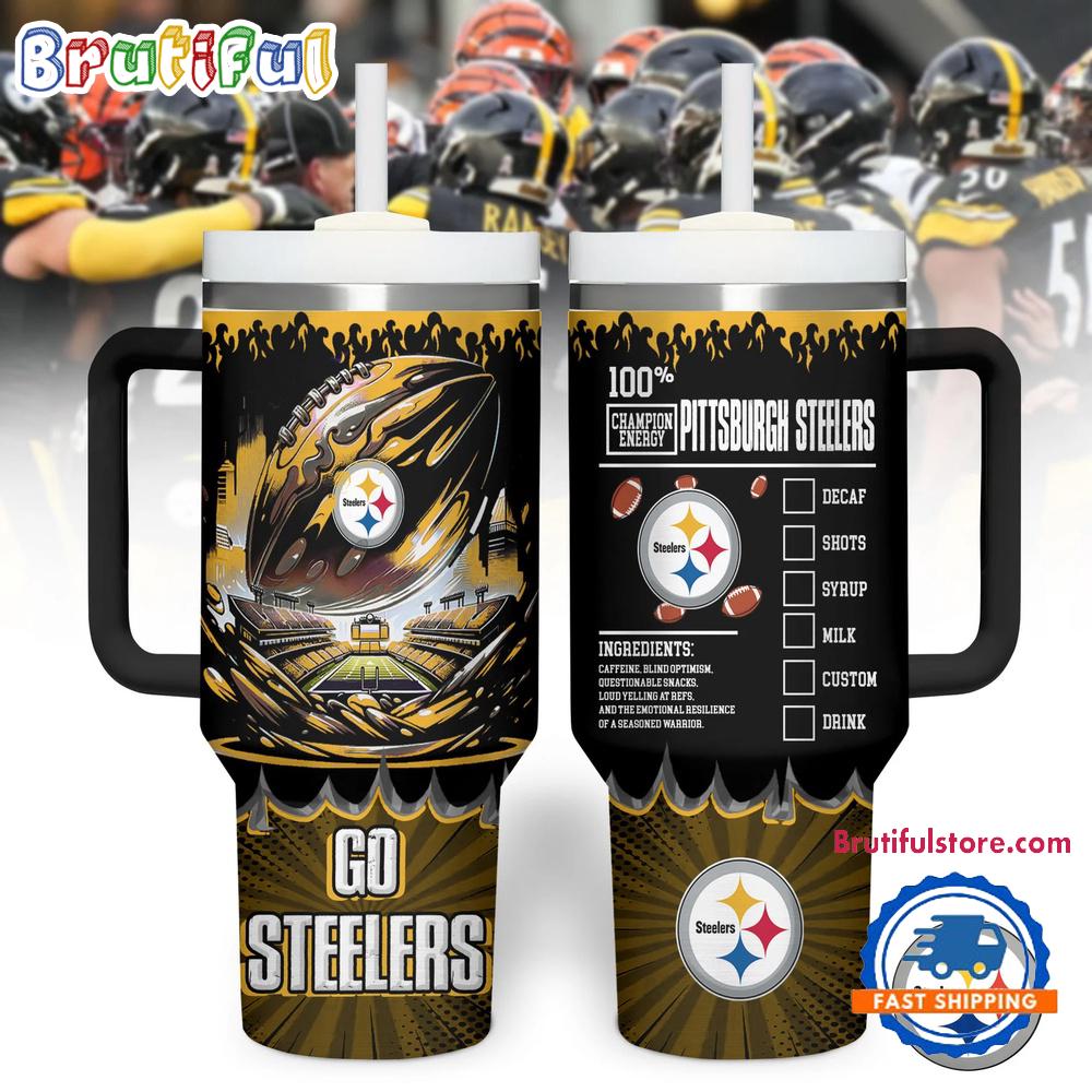 Pittsburgh Steelers 2025 NFL Champion Energy Tumbler Handle Cup 40oz