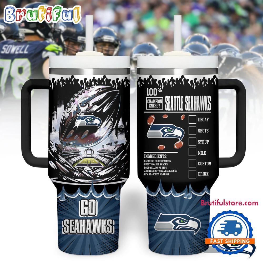 Seattle Seahawks 2025 NFL Champion Energy Tumbler Handle Cup 40oz