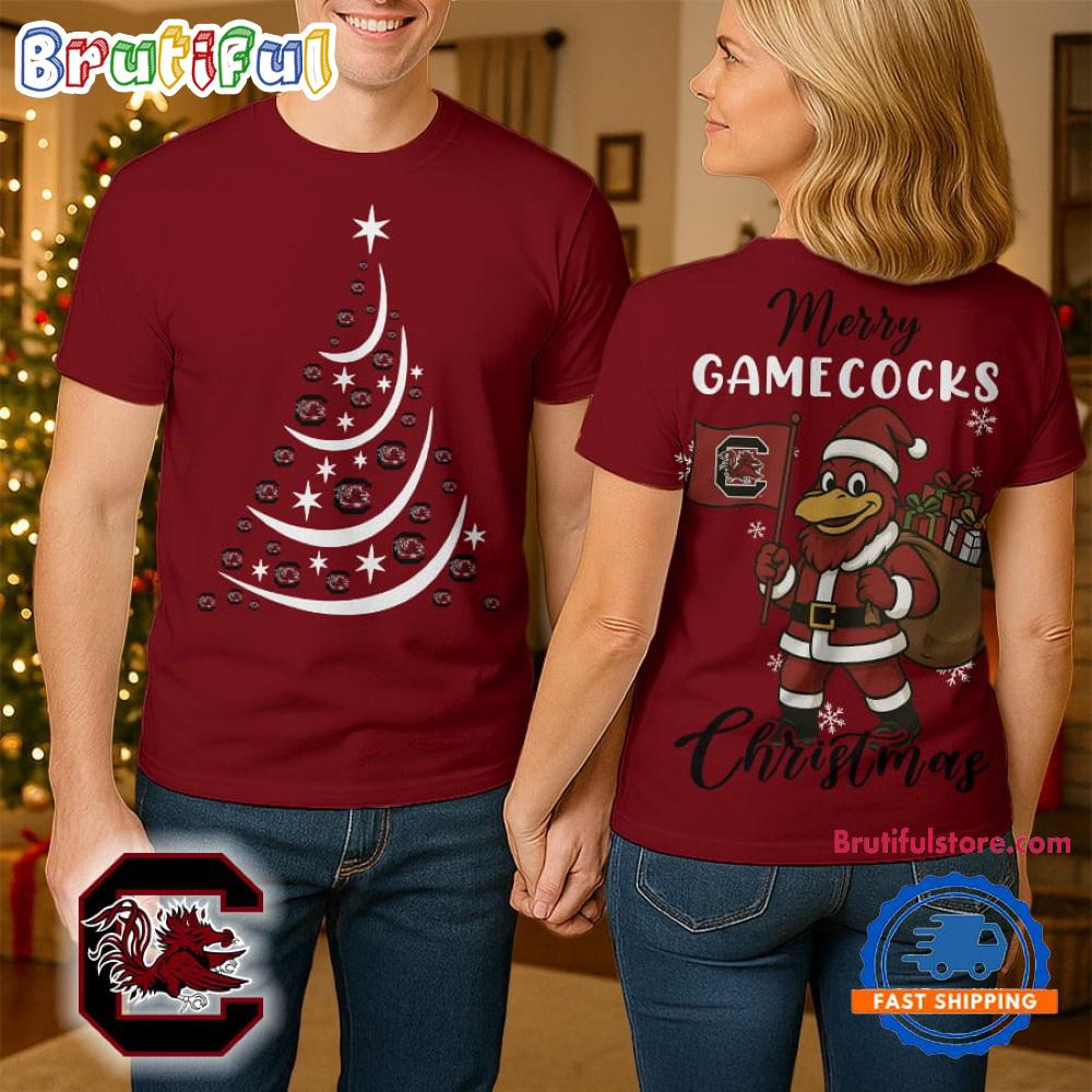 South Carolina Gamecocks 2025 NCAA Merry Christmas Unisex 3D Shirt