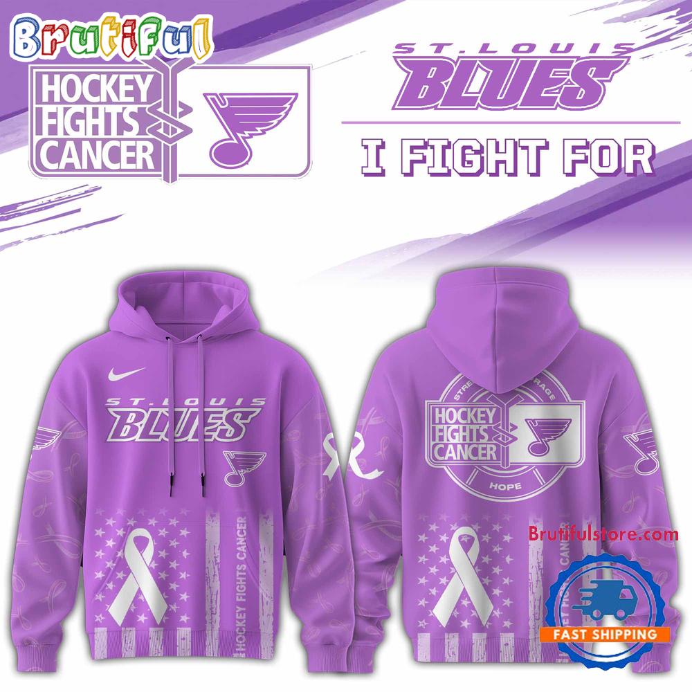 St. Louis Blues 2025 NHL Hockey Fights Cancer Limited Edition Hoodie Shirt