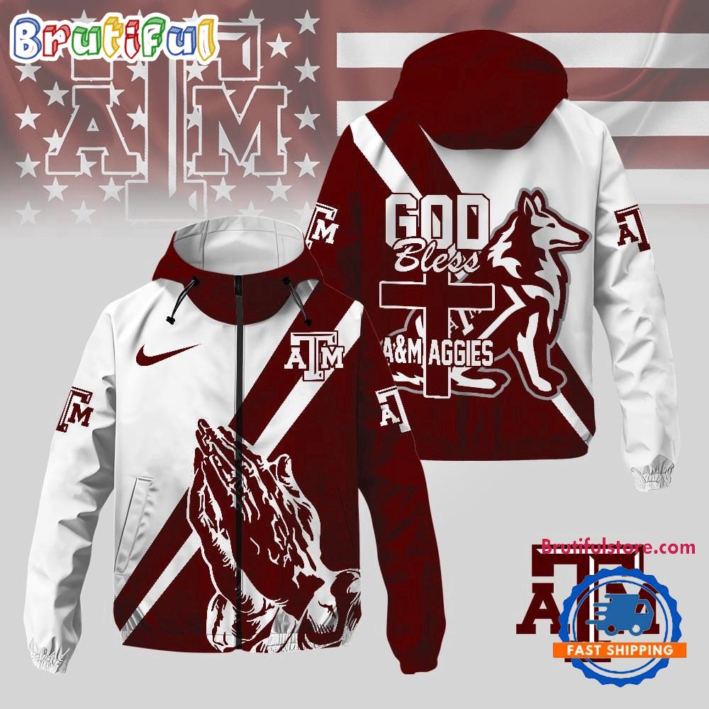 Texas A&M Aggies 2025 NCAA God Bless My Team Windbreaker Jacket