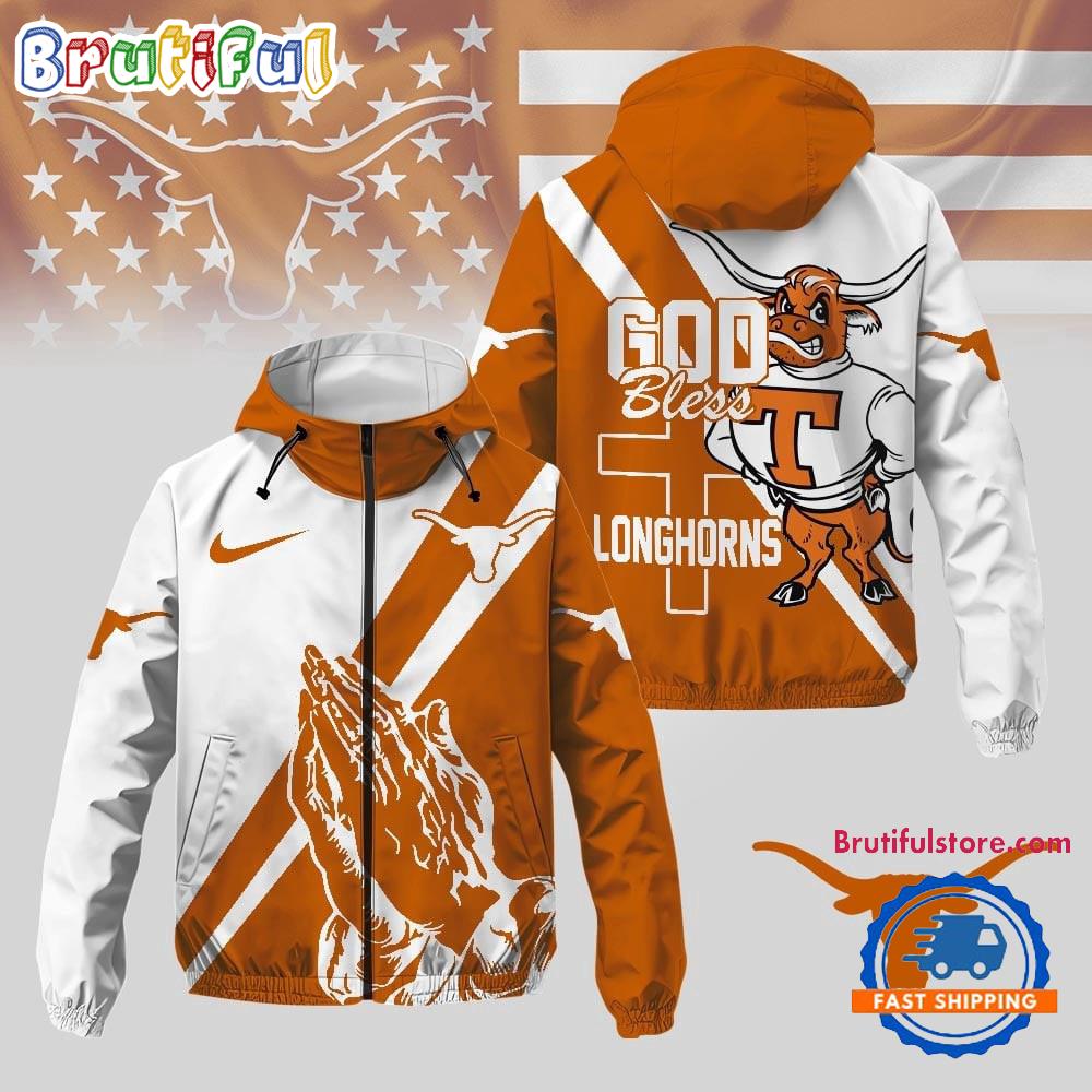 Texas Longhorns 2025 NCAA God Bless My Team Windbreaker Jacket