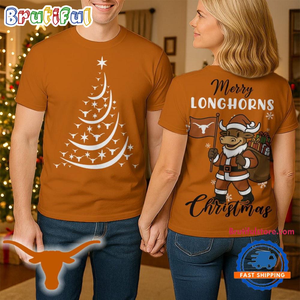 Texas Longhorns 2025 NCAA Merry Christmas Unisex 3D Shirt