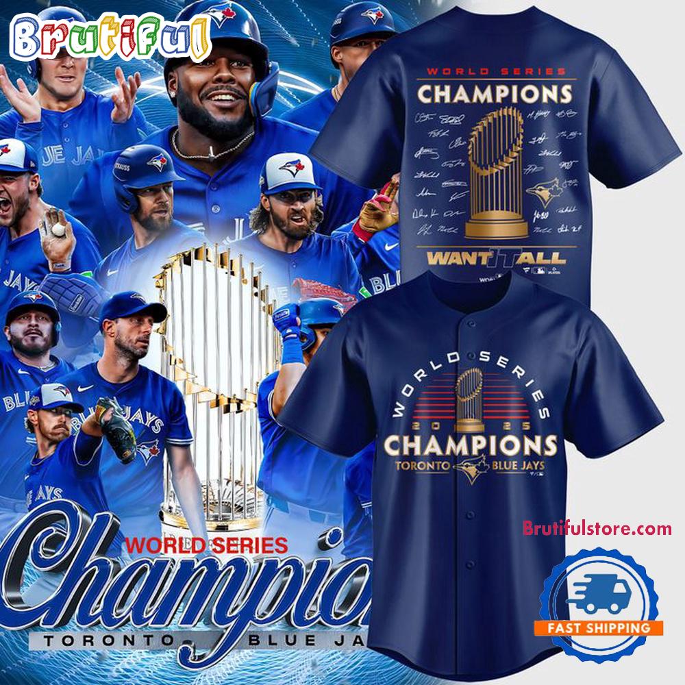 Toronto Blue Jays World Series Champions 2025 New Design Blue Baseball Jersey