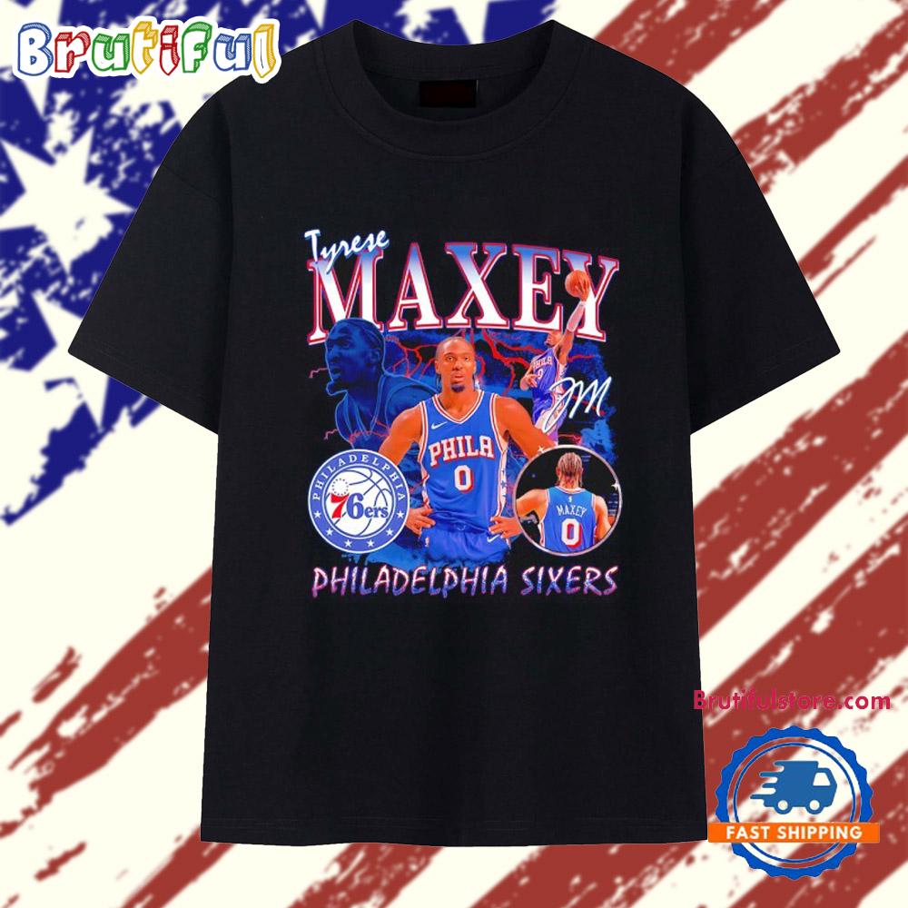 Tyrese Maxey #0 Philadelphia 76ers player signature collage T Shirt