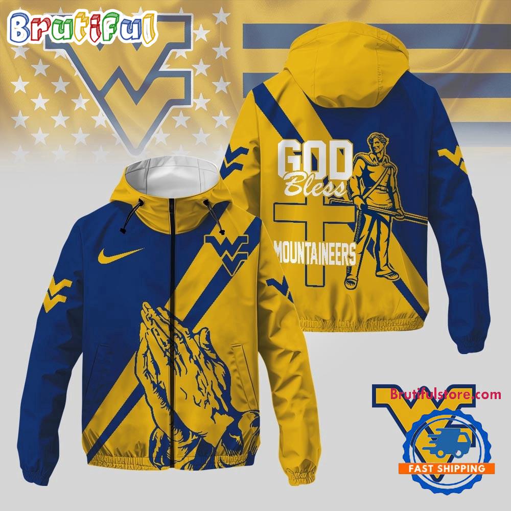 West Virginia Mountaineers 2025 NCAA God Bless My Team Windbreaker Jacket
