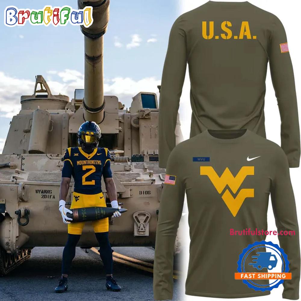 West Virginia Mountaineers Football Military Appreciation Long Sleeve Shirt
