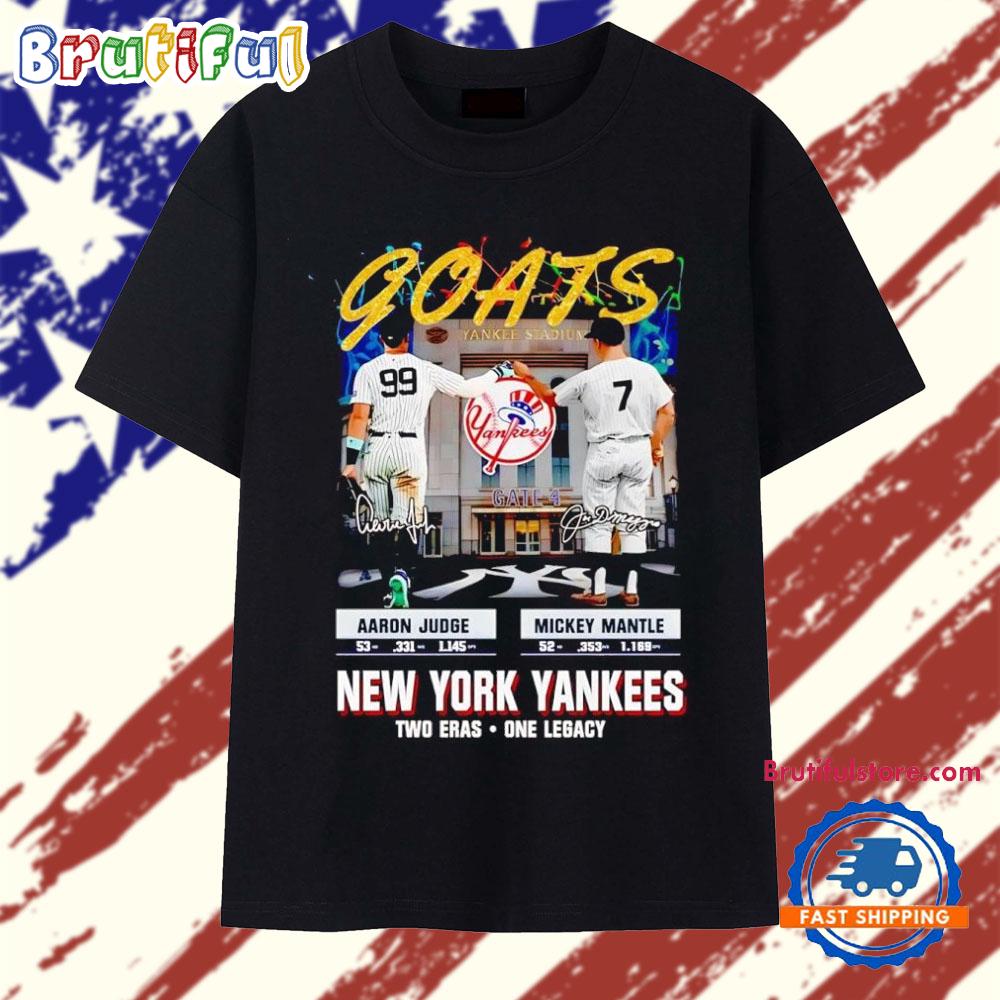 Aaron Judge and Mickey Mantle goats New York Yankees two eras one legacy T Shirt