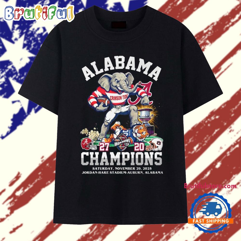 Alabama Crimson Tide Iron Bowl 2025 Champions 27 20 Score T Shirt