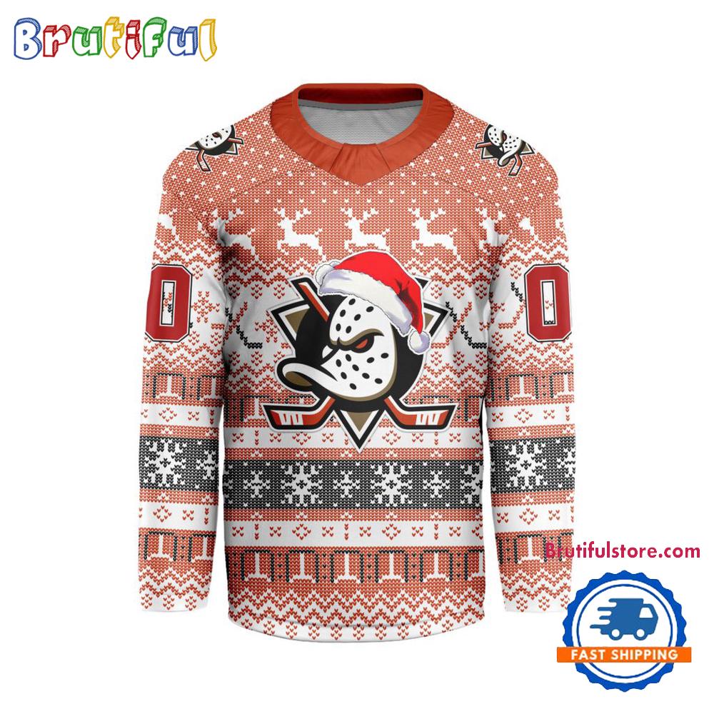 Anaheim Ducks 2025 NHL Christmas Personalized Hockey Jersey Design