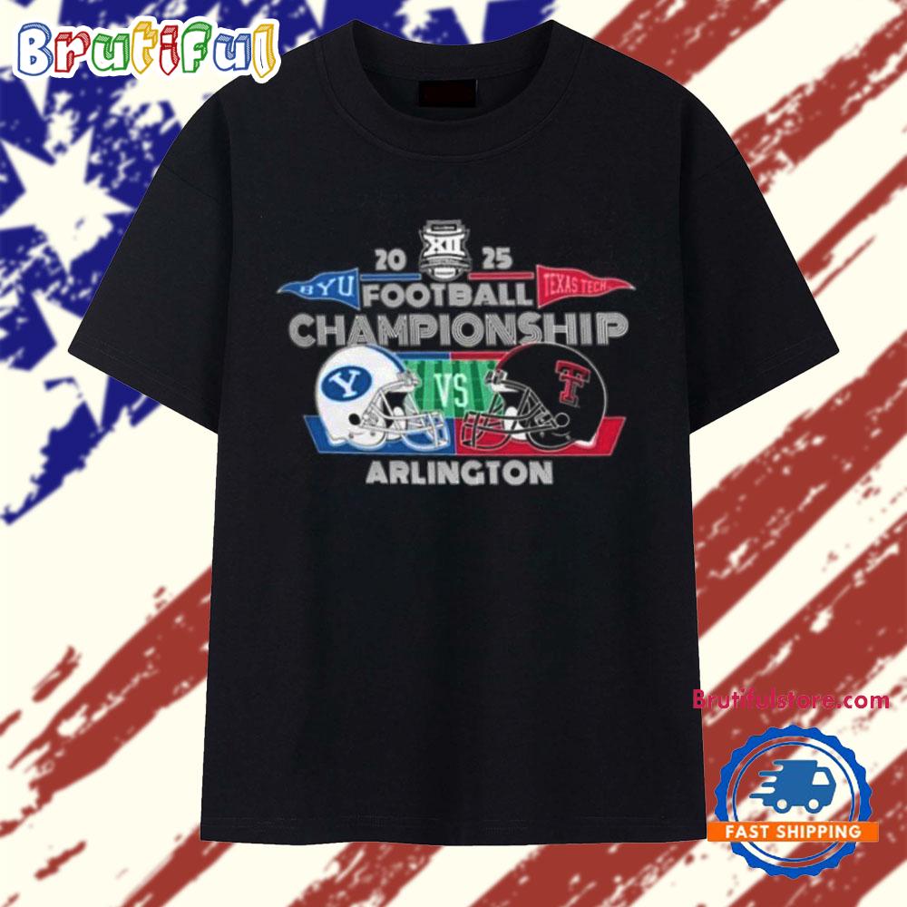 BYU Cougars Vs Texas Tech Red Raiders 2025 Big 12 Football Championship Bound Dueling Helmets T Shirt