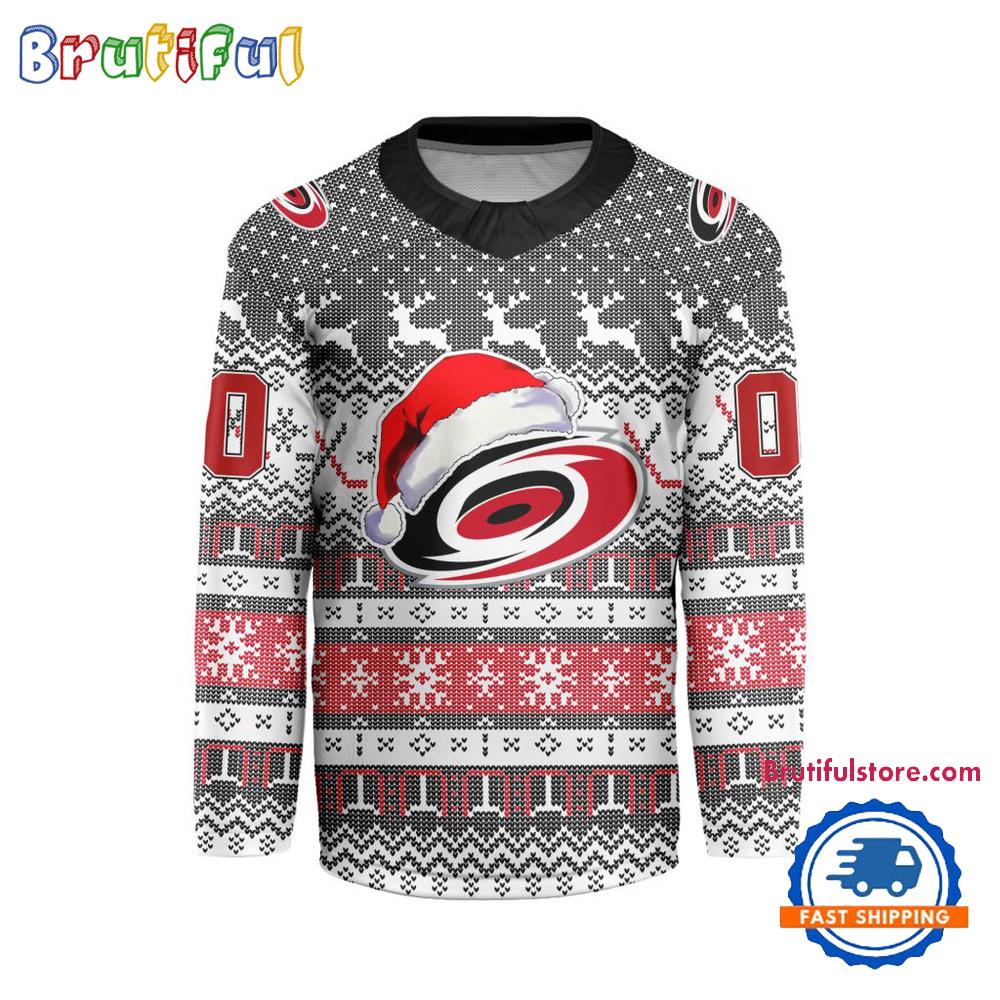 Carolina Hurricanes 2025 NHL Christmas Personalized Hockey Jersey Design