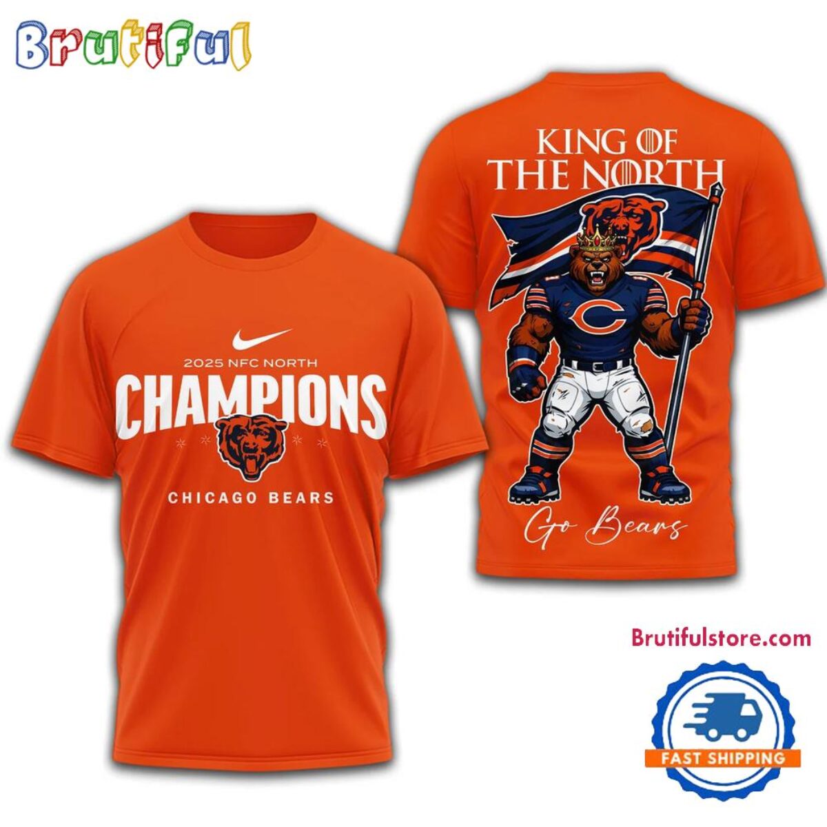Chicago Bears NFL 2025 King Of The North Mascot Limited 3D Shirt