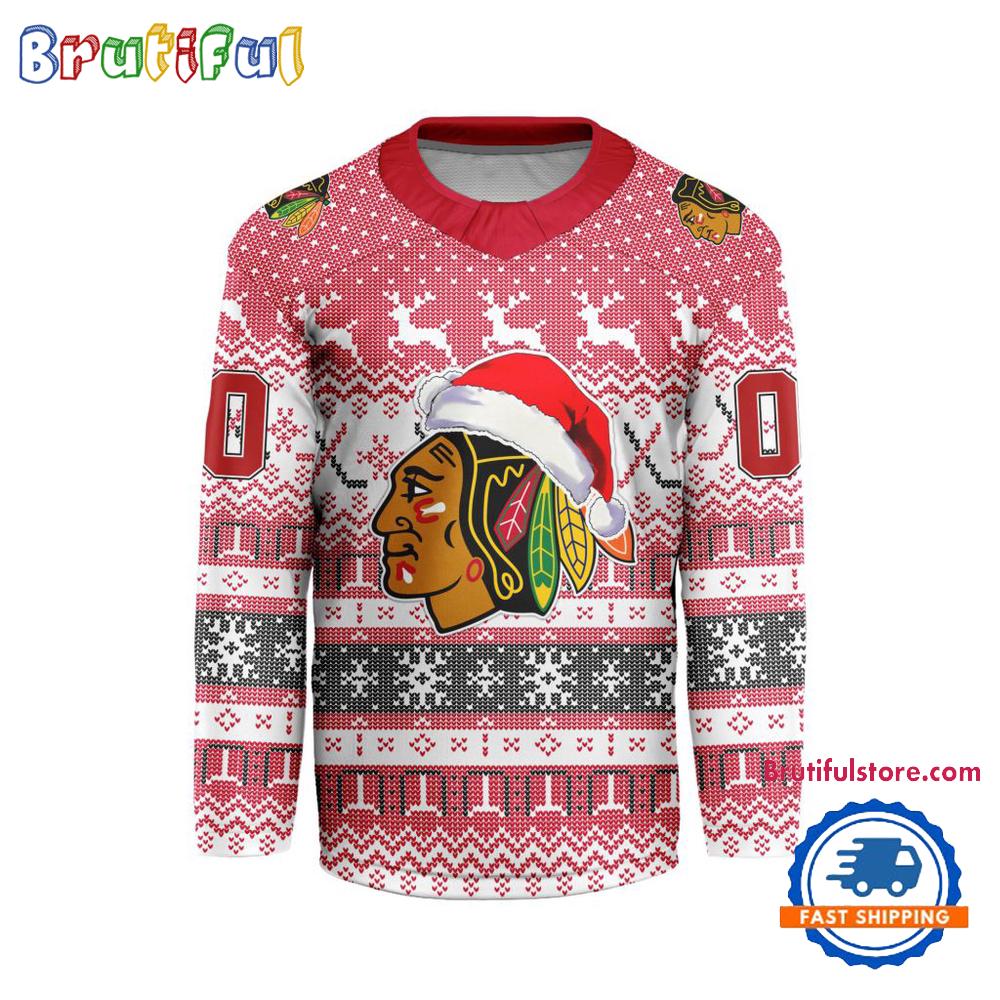 Chicago Blackhawks 2025 NHL Christmas Personalized Hockey Jersey Design