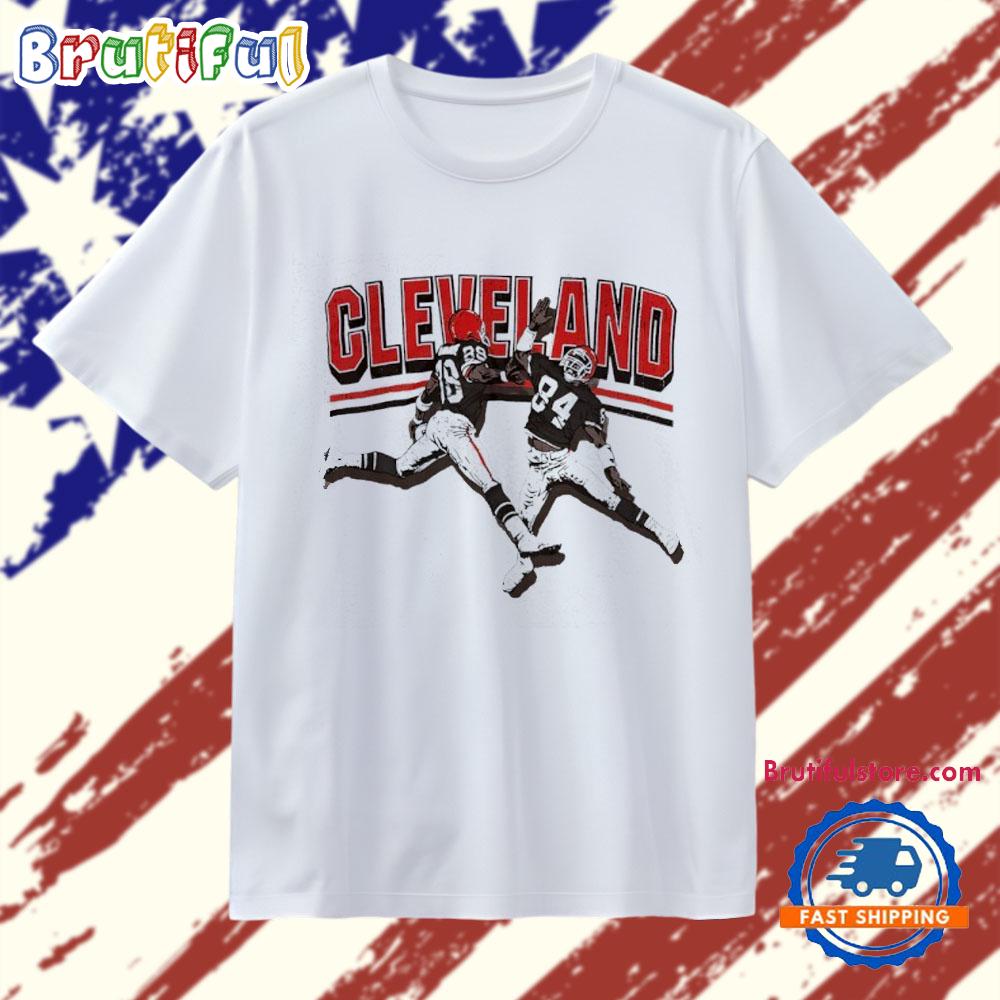 Cleveland Browns Football Webster Slaughter and Reggie Langhorne High Five T Shirt