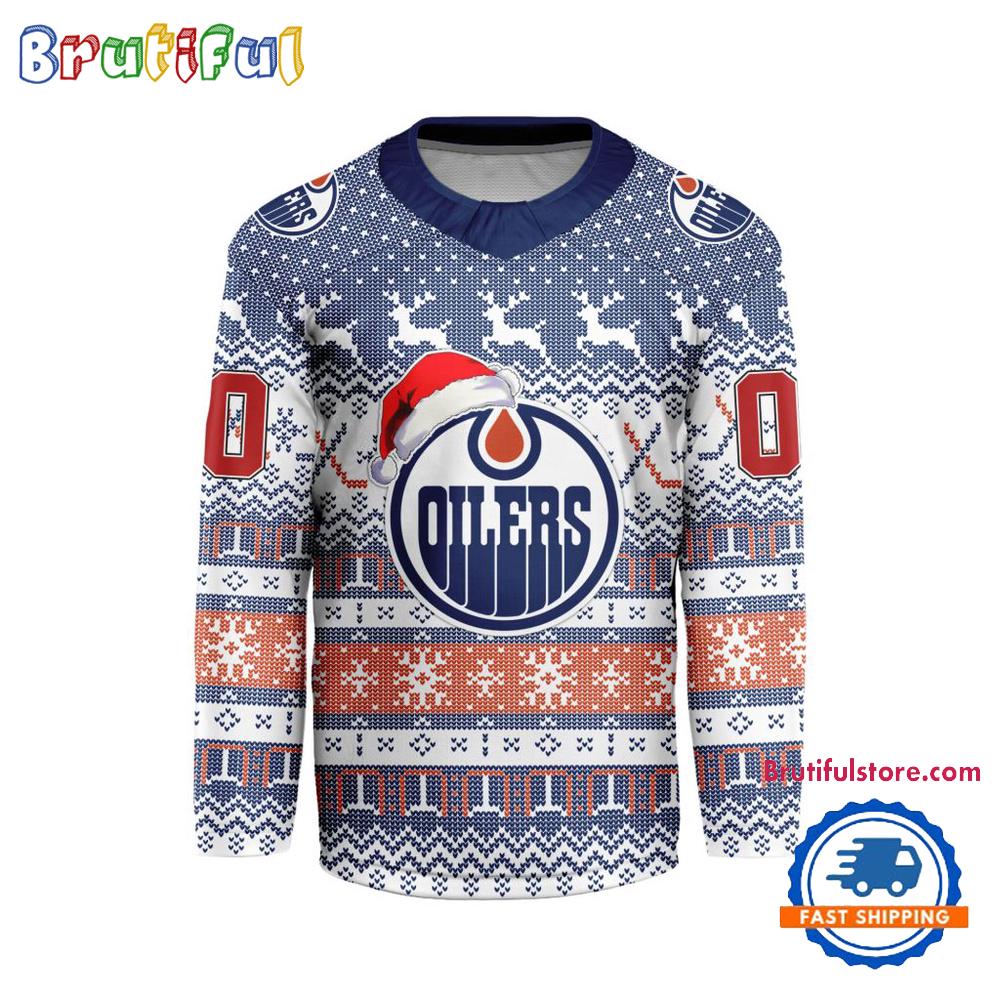 Edmonton Oilers 2025 NHL Christmas Personalized Hockey Jersey Design