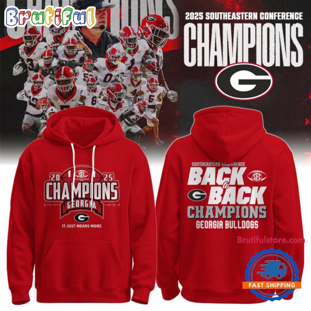 Georgia Bulldogs 2025 SEC Football Conference Back to Back Champions Hoodie