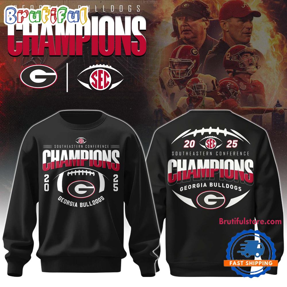 Georgia Bulldogs 2025 SEC Football Conference Champions Black Sweatshirt