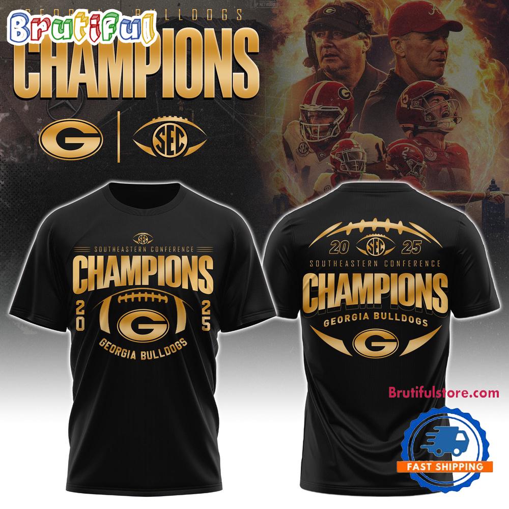 Georgia Bulldogs 2025 SEC Football Conference Champions Black T Shirt