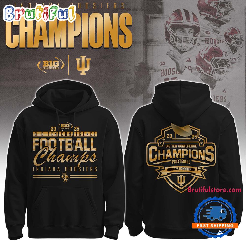 Indiana Hoosiers 2025 Big Ten Football Conference Champions Black Hoodie