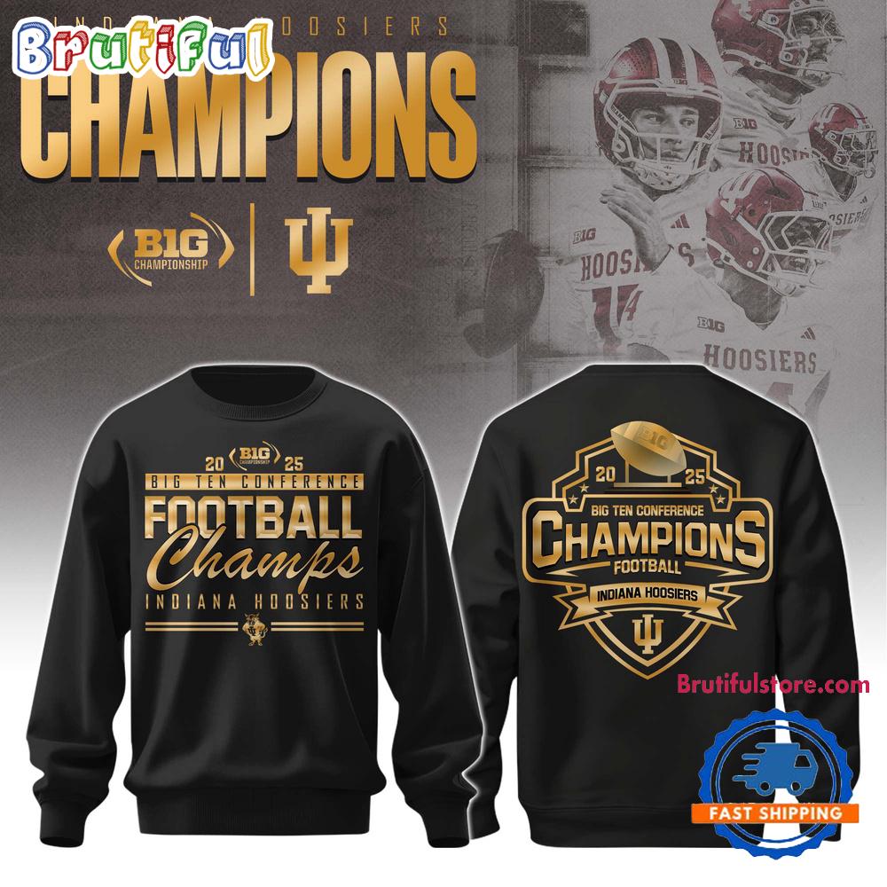 Indiana Hoosiers 2025 Big Ten Football Conference Champions Black Sweatshirt