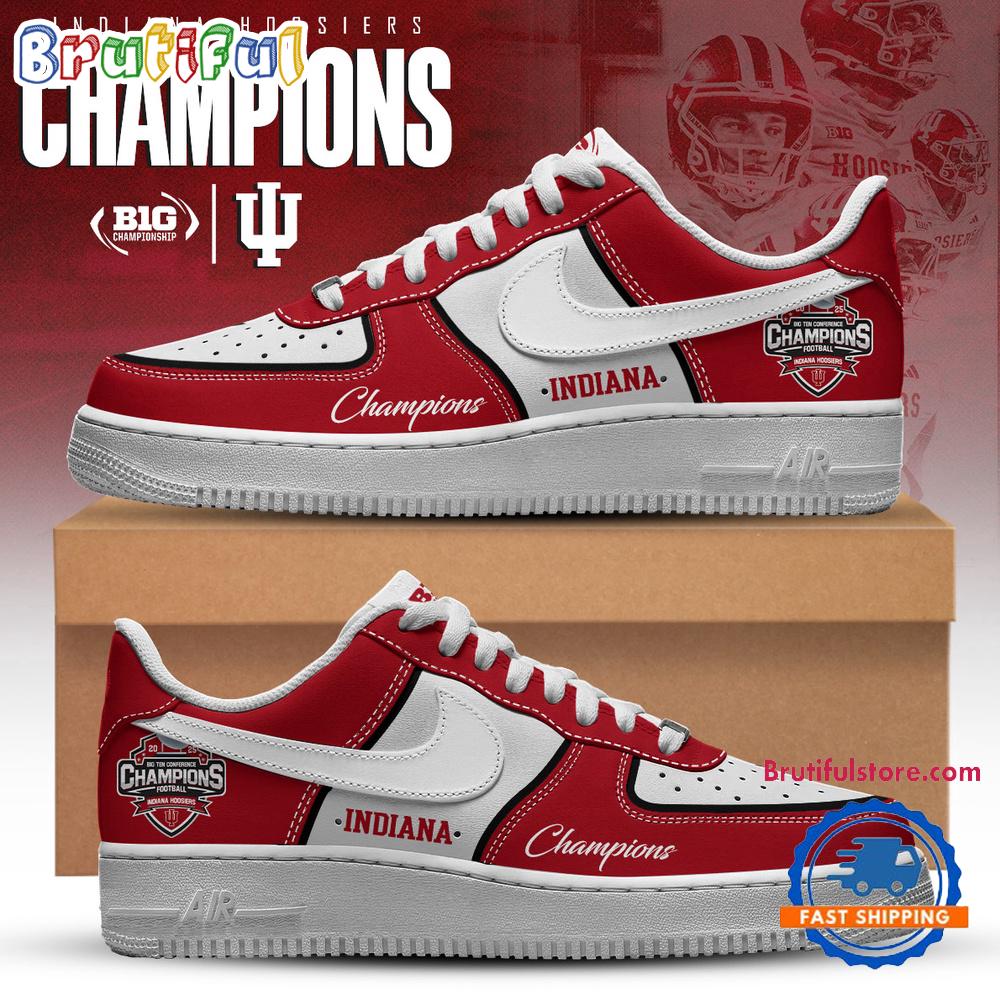 Indiana Hoosiers 2025 Big Ten Football Conference Champions Red White Air Force 1 Shoes Sneaker