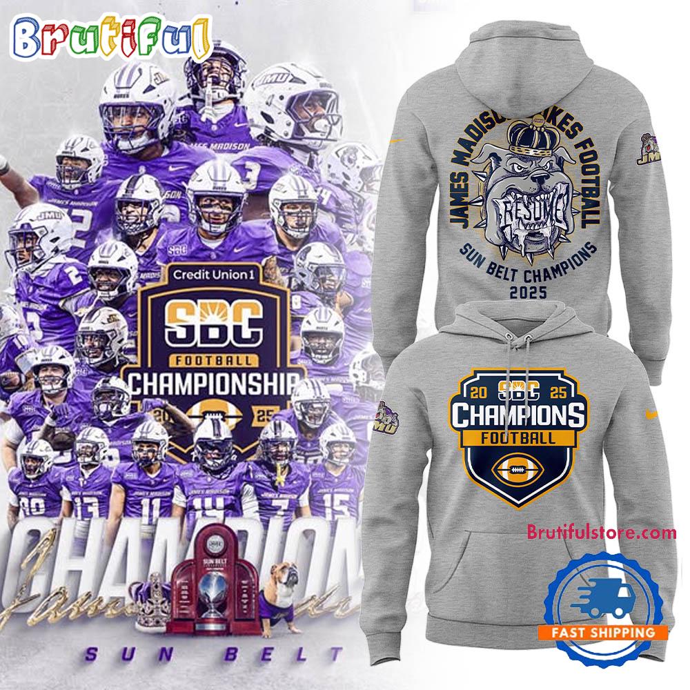 James Madison Dukes Football 2025 SUN BELT CHAMPIONS Hoodie