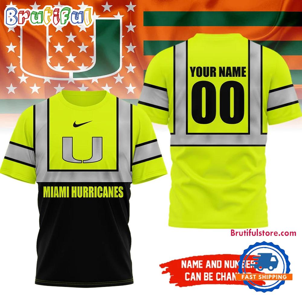 Miami Hurricanes NCAA Hi Vis Safety Unisex 3D Shirt