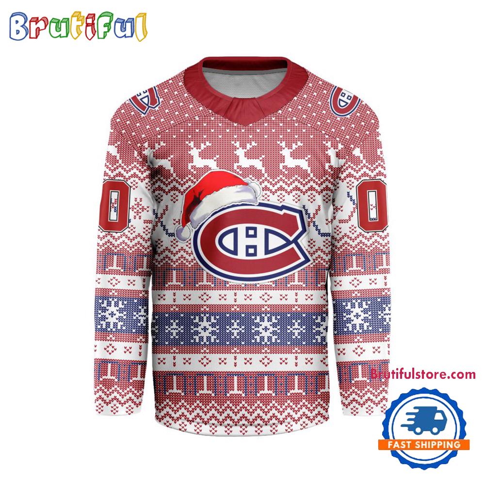 Montreal Canadiens 2025 NHL Christmas Personalized Hockey Jersey Design