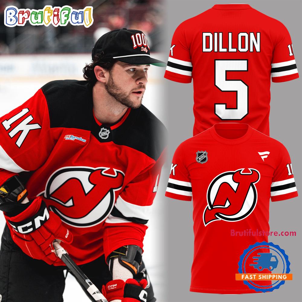New Jersey Devils BRENDEN DILLON 1000 CAREER NHL GAMES Graphic Red T Shirt
