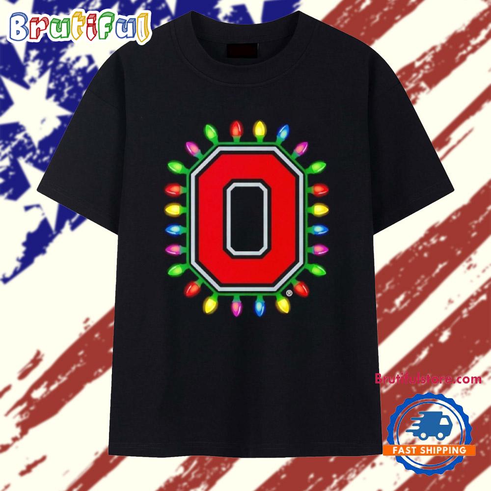 Ohio State Buckeyes Christmas Lights O logo 2025 T Shirt