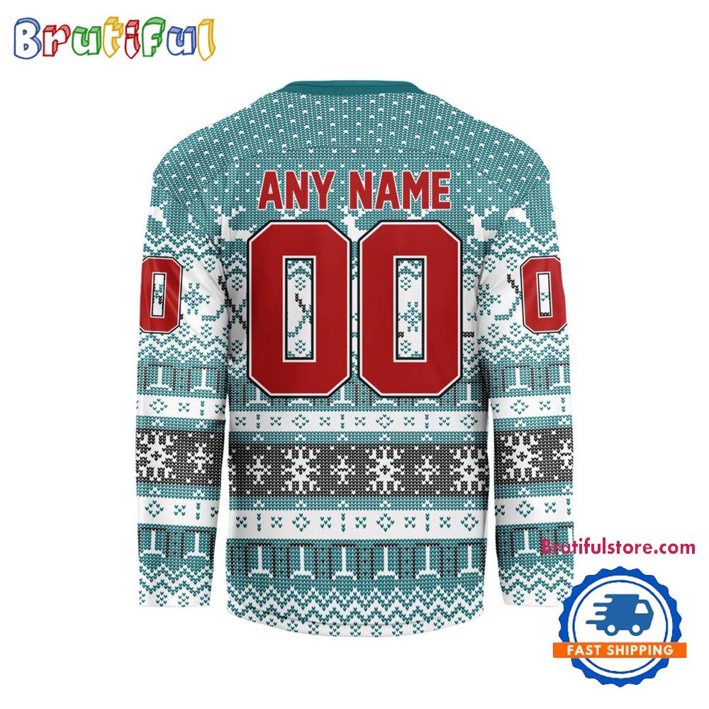 San Jose Sharks 2025 NHL Christmas Personalized Hockey Jersey Design