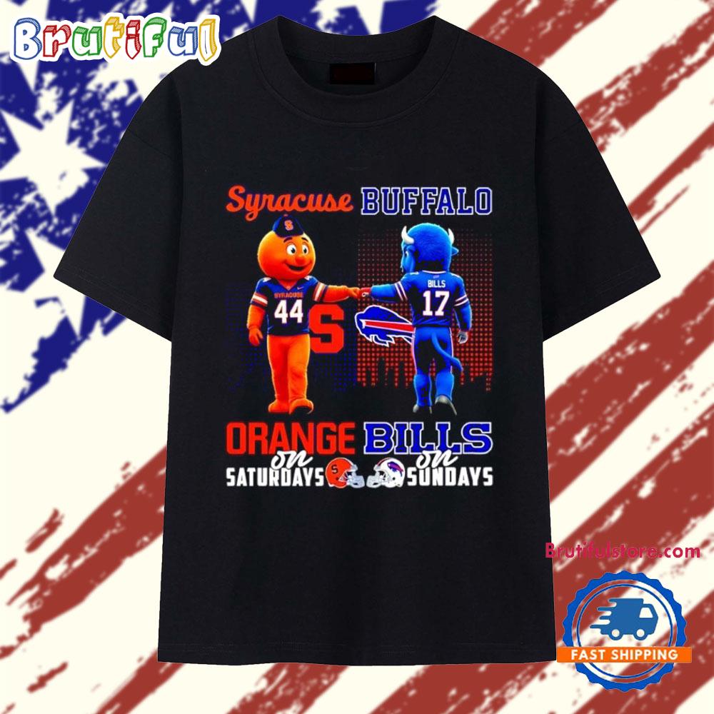 Syracuse Orange on Saturdays vs Buffalo Bills on Sundays Mascot Skyline T Shirt