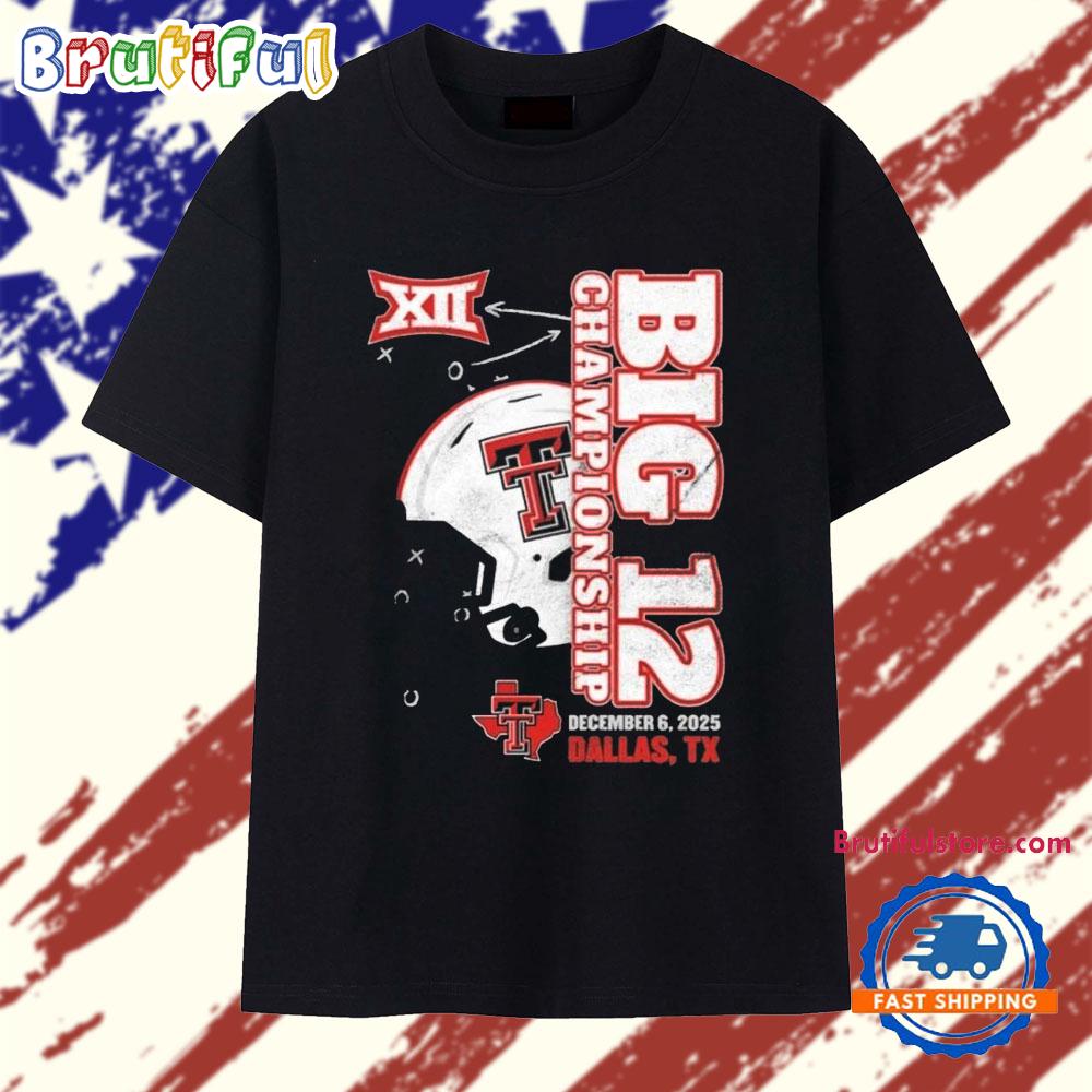 Texas Tech Red Raiders 2025 Big 12 Football Championship Vertical Helmet T Shirt