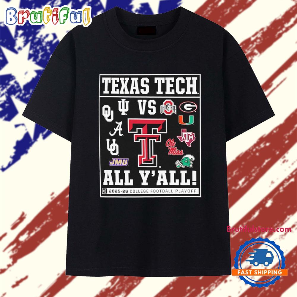 Texas Tech Red Raiders vs all y’all 2025-2026 CFP Framed 12 Team T Shirt
