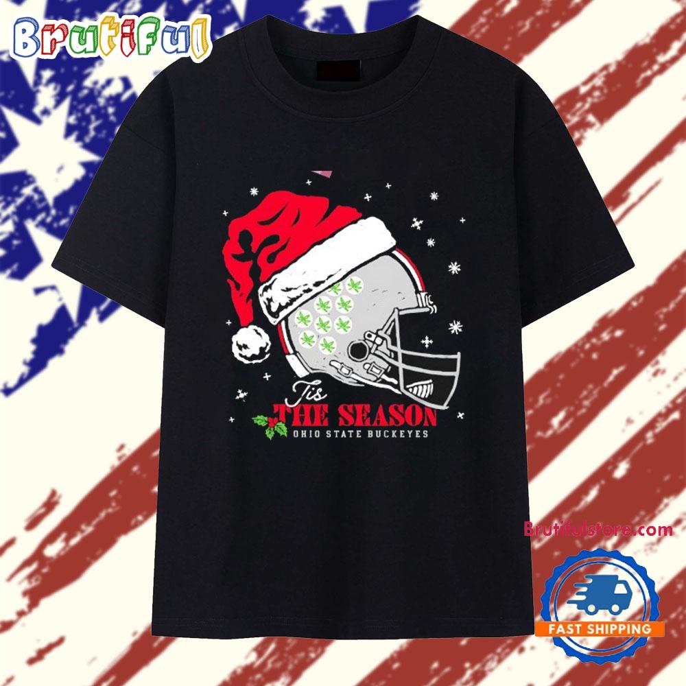 Tis the Season Ohio State Buckeyes Christmas helmet T Shirt