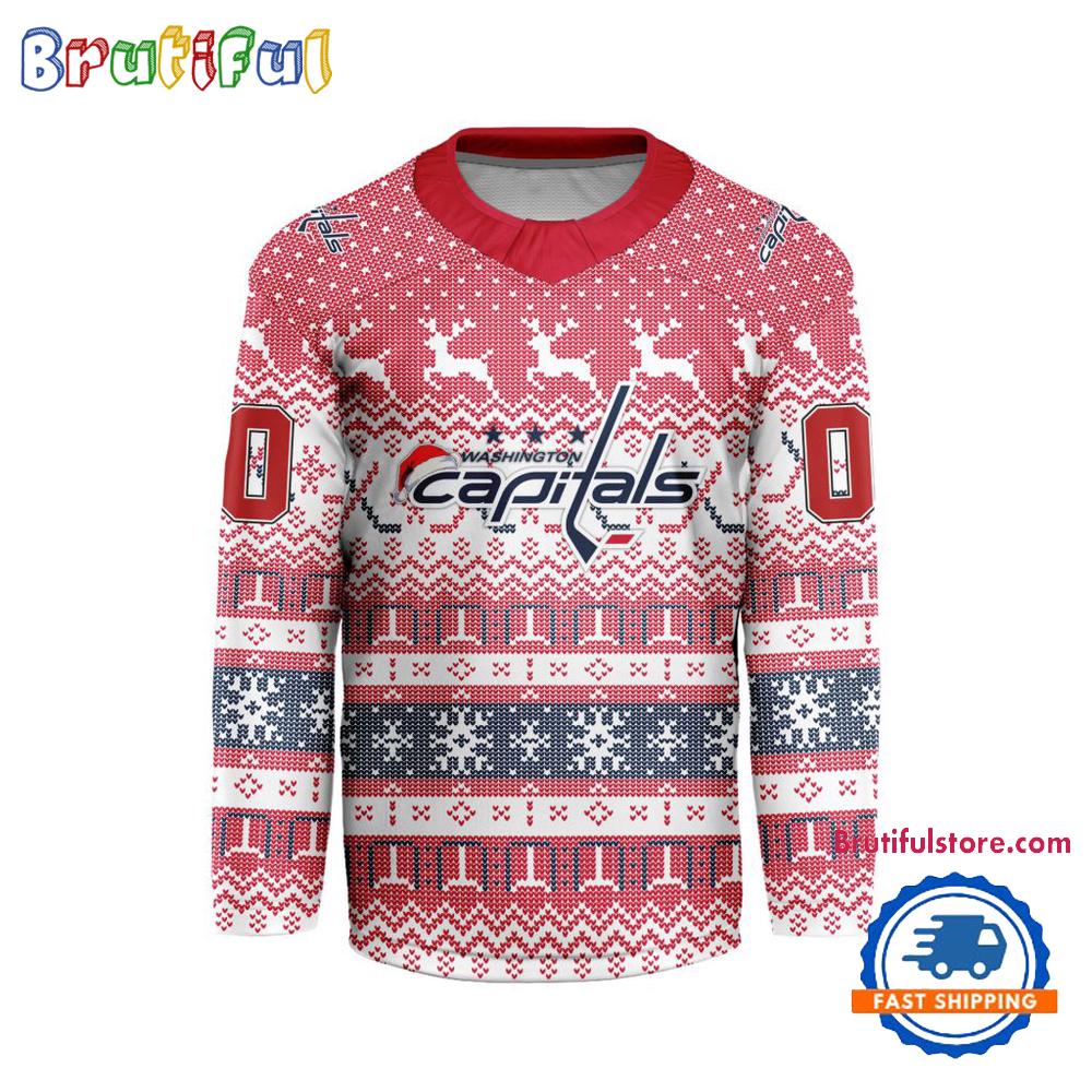Washington Capitals 2025 NHL Christmas Personalized Hockey Jersey Design