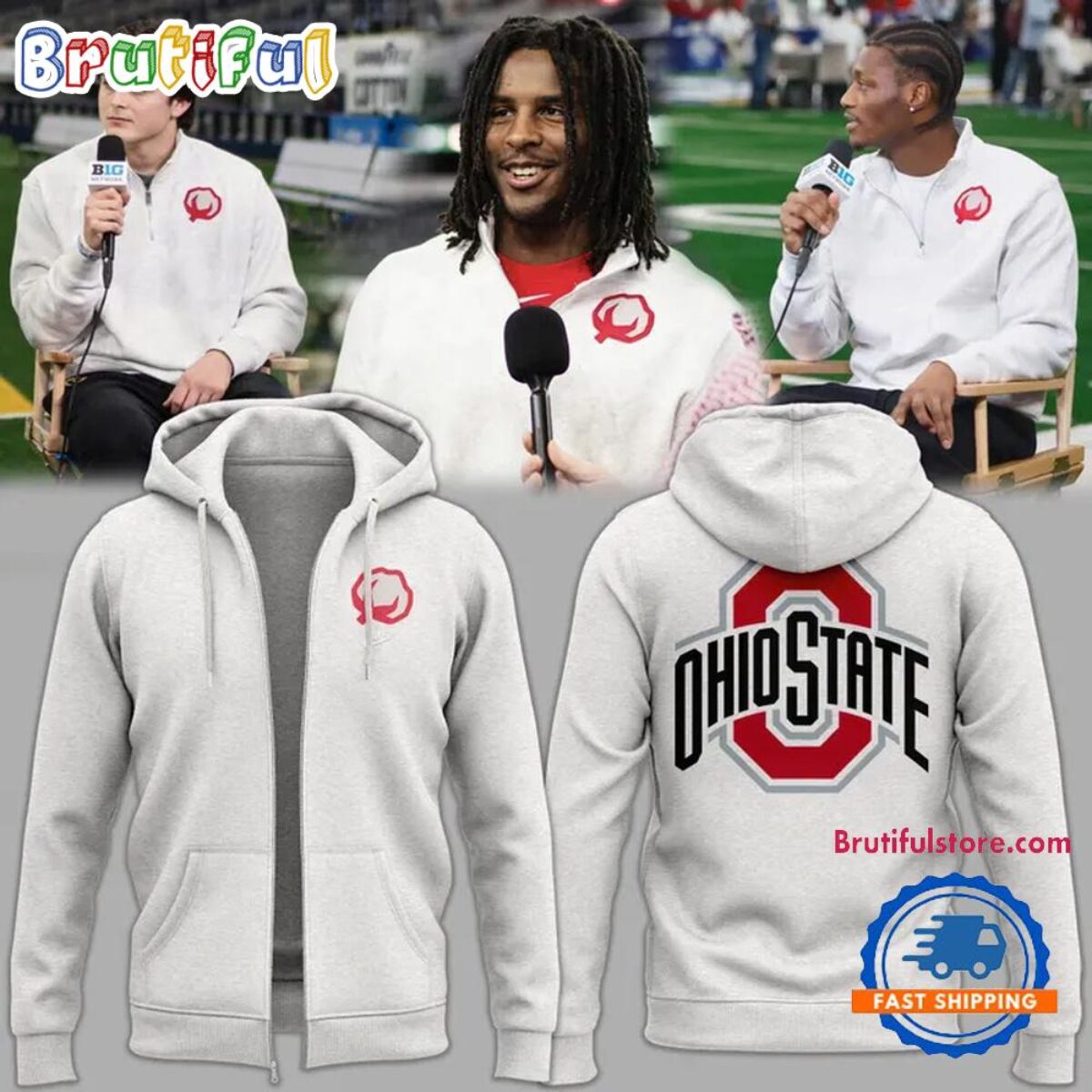 Ohio State Buckeyes Football 2026 Cotton Bowl White Uniform Zipper